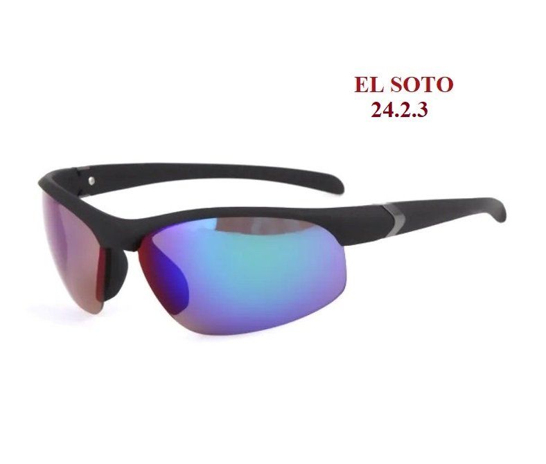 GS 24.2.4 Gafas de sol tipo deportivas con montura al aire inferior y cristales tornasolados azul celeste morado UV400