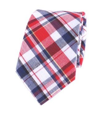 Ejecutable psicología preocupación C1923 Corbata de Cuadros Escoceses en color Rojo y Blanco con detalles en  Azul Marino 100% Algodón Estampado