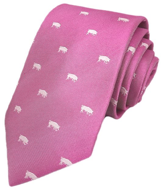 C1220 rosa con dibujos de animales cerdo ibérico rosa 100% Seda Natural Jacquard
